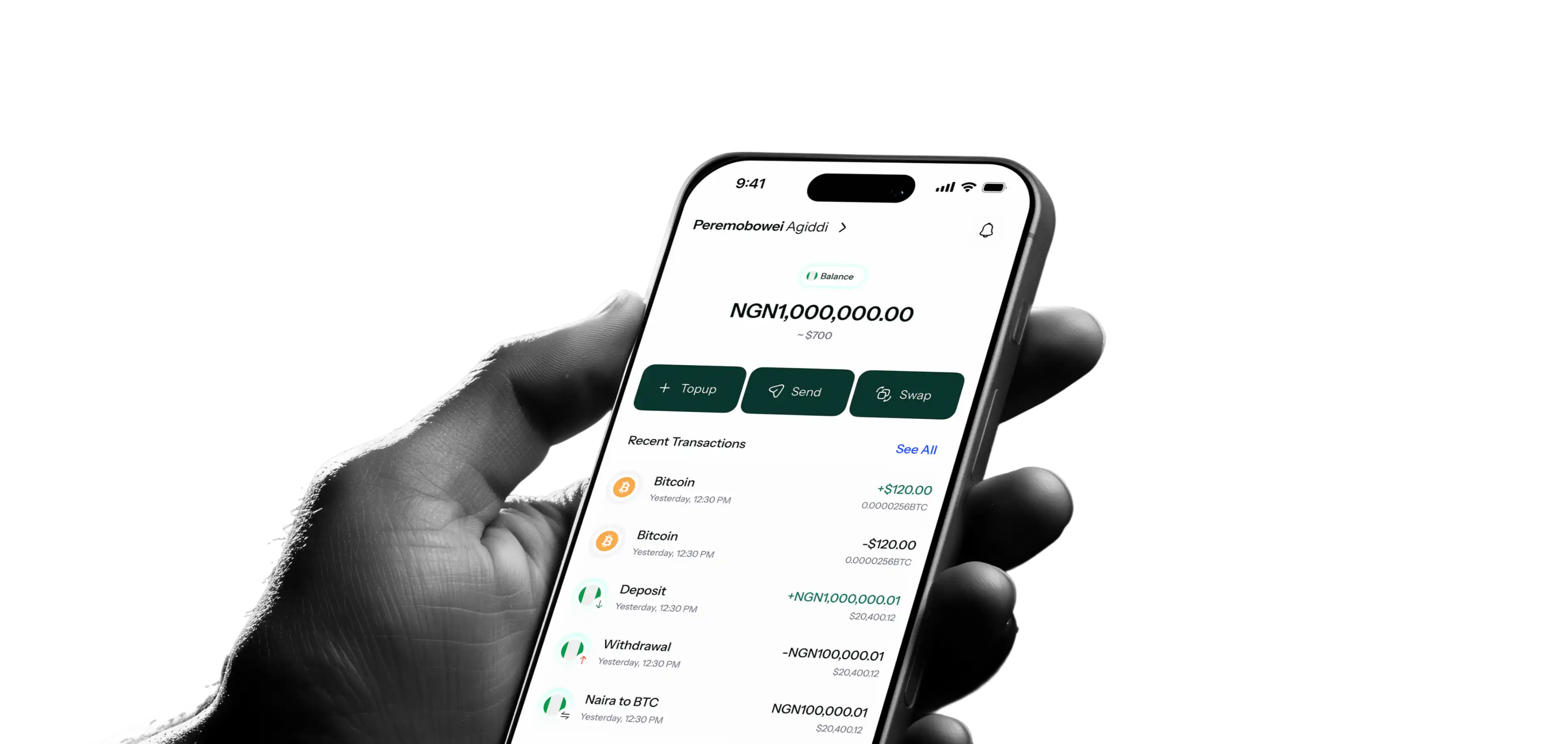 Rigzo mobile app showing crypto trading and virtual card features